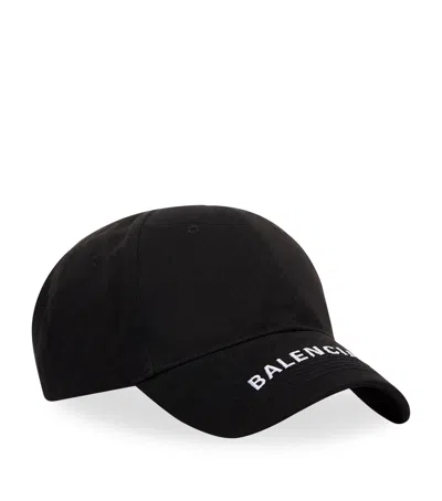 Balenciaga Logo Baseball Cap In Black
