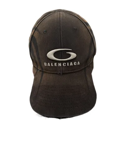Balenciaga Logo Baseball Cap In Black And Rust