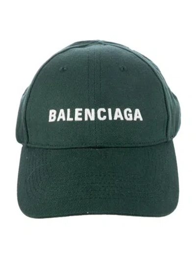 Pre-owned Balenciaga Logo Baseball Hat In Green