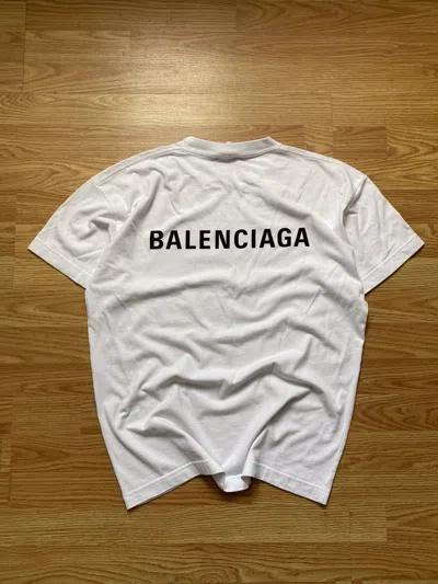 Pre-owned Balenciaga Logo Basic T-shirt In White
