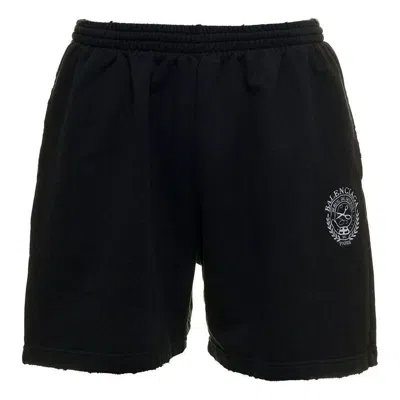 Balenciaga Logo Brushed Sweat Shorts 'washed Black'
