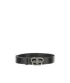Balenciaga Logo-buckle Leather Belt In Black