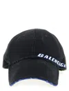 Balenciaga Tilted Typo Cap In Cotton Drill Accessories In Black