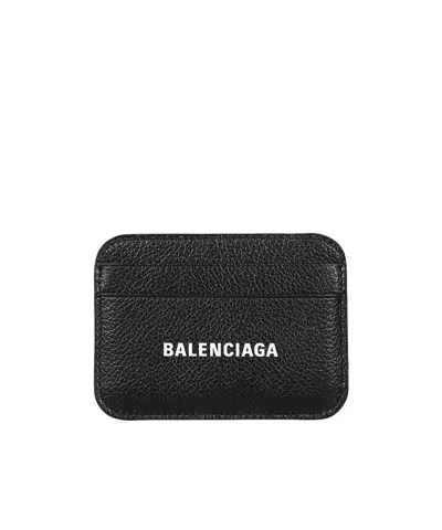 Balenciaga Logo Card Holder In Black