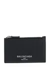 Balenciaga Leather Card Holder Textured Finish In Black