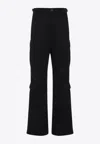 Balenciaga Black Regular Cargo Polyester Pants In Black