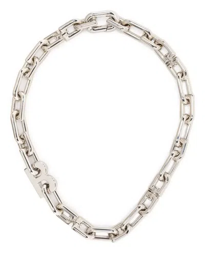 Balenciaga Logo-chain-link Necklace In Silver