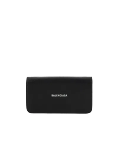Balenciaga Logo Chain Wallet In Black/white