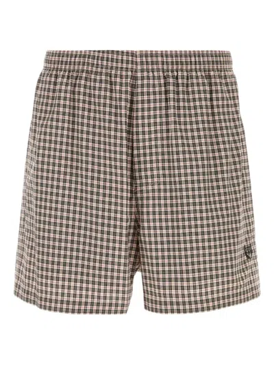 Balenciaga Checkered Cotton Bermuda Shorts In Multi