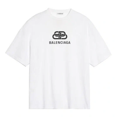 Balenciaga Logo Chest Printing Alphabet Short Sleeve White