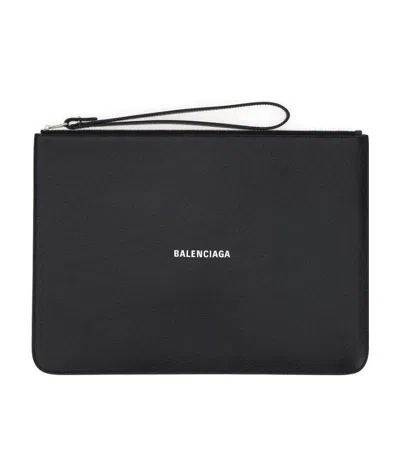 Balenciaga Logo Clutch In Black