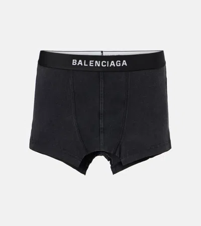 Balenciaga Logo Cotton-blend Jersey Miniskirt In Black