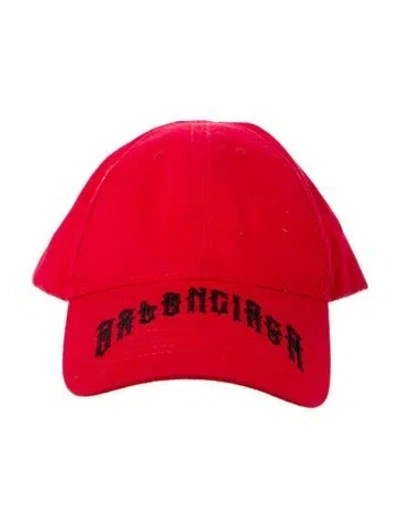 Pre-owned Balenciaga Logo Cotton Embroidered Baseball Hat In Red