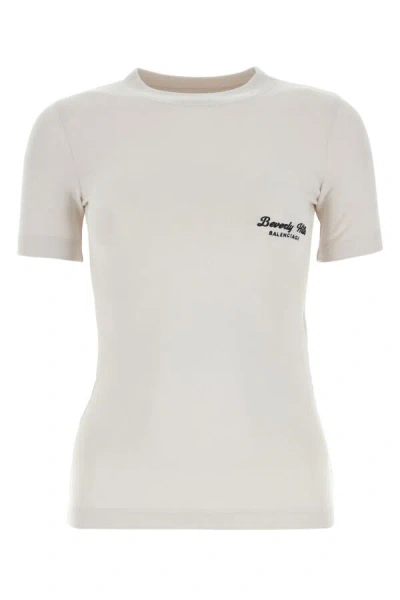 BALENCIAGA LOGO COTTON FITTED T-SHIRT