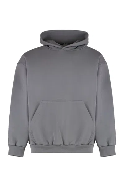 Balenciaga Logo Cotton Hoodie In Grey