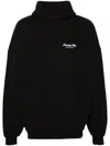 Balenciaga Logo Cotton Hoodie In Black