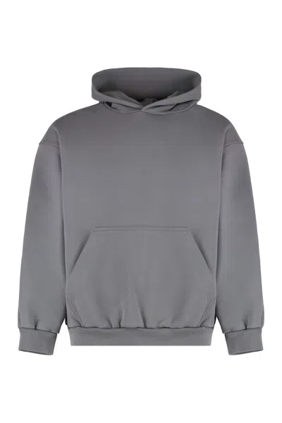 Balenciaga Logo Cotton Hoodie In Grey