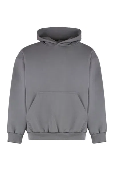Balenciaga Logo Cotton Hoodie In Grey