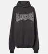Balenciaga Logo Cotton Jersey Hoodie In Grey