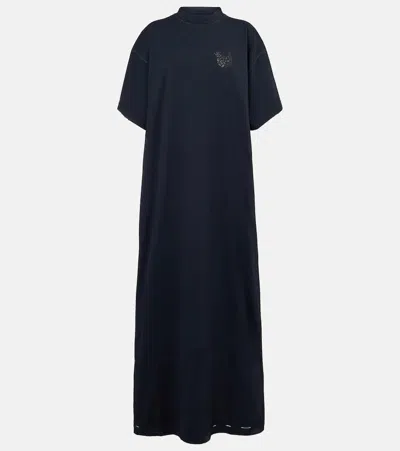 Balenciaga Logo Cotton Jersey T-shirt Dress In Black