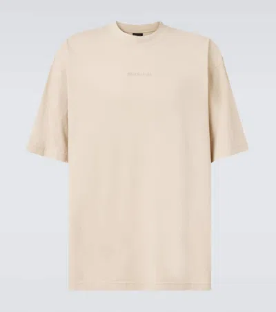 Balenciaga Logo Cotton Jersey T-shirt In Neutral