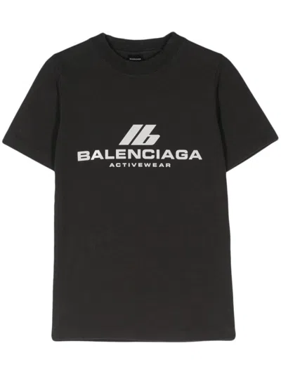 Balenciaga Logo-embellished T-shirt In Black