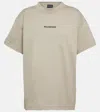 Balenciaga Logo Cotton T-shirt In Dust/black