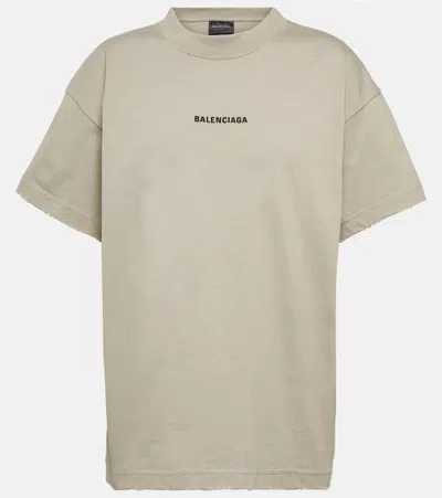 Balenciaga Logo Cotton T-shirt In Dust/black