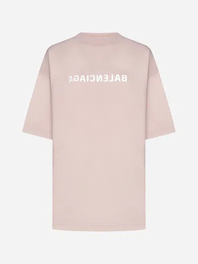 Balenciaga Logo Cotton T-shirt In Pink