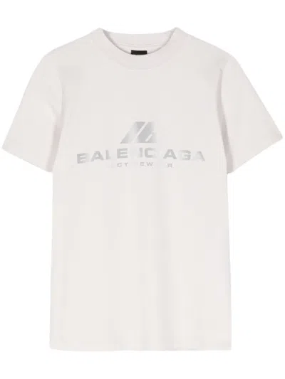 Balenciaga Logo Cotton T-shirt In White