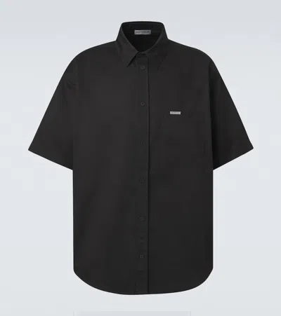 Balenciaga Logo Cotton Twill Shirt In Black