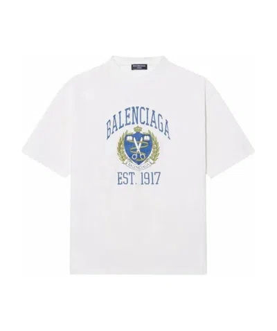 Balenciaga Logo Crest Print T-shirt In White