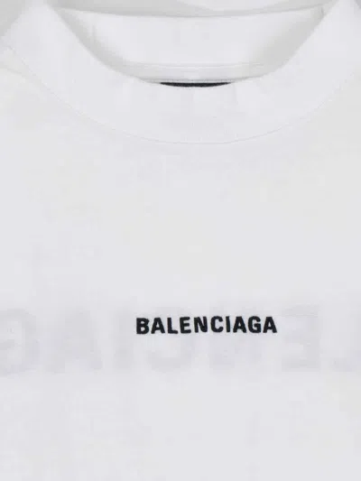 Balenciaga Logo Crop T-shirt In White
