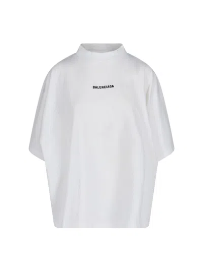 Balenciaga Logo Crop T-shirt In White/black