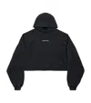 Balenciaga Logo Cropped Hoodie In Black