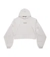 Balenciaga Logo Cropped Hoodie In White
