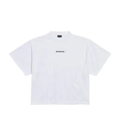 Balenciaga Logo Cropped T-shirt In White