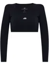 Balenciaga Logo Scoop Neck Cropped Top With Long Sleeves