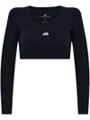 Balenciaga Logo Scoop Neck Cropped Top With Long Sleeves