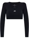 Balenciaga Logo Scoop Neck Cropped Top With Long Sleeves
