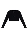 Balenciaga Logo Scoop Neck Cropped Top With Long Sleeves In Black