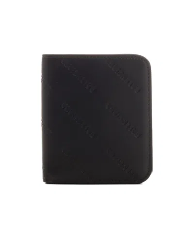 Balenciaga Logo-debossed Leather Wallet In Black