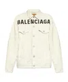 Balenciaga Logo-print Denim Jacket In White