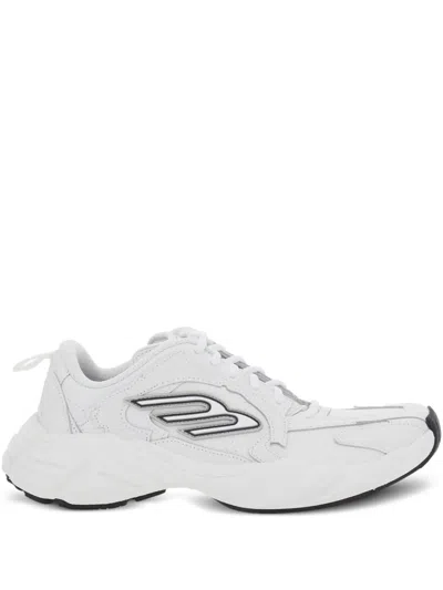 Balenciaga Monday White Low Top Sneakers With Logo Detail On The Side And Size Patch On The Heel In Leather Wom