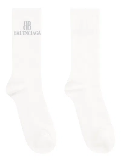 Balenciaga Logo-detail Cotton-blend Socks In White