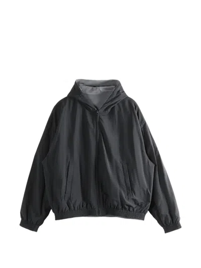 Balenciaga Reversible Zip-up Hooded Jacket In Black