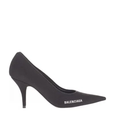 Balenciaga Logo Detail Pointed Toe Pumps In Black