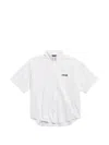Balenciaga Short Sleeve Silk Blend Button Down Shirt In White
