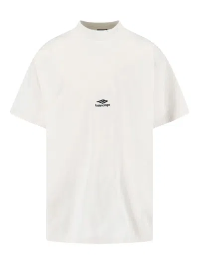 Balenciaga 3b Sports Icon Embroidered Oversize T-shirt In White