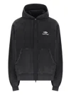 Balenciaga Black Hoodie With Kangaroo Pocket And Logo On The Front In Cotton Man In Black